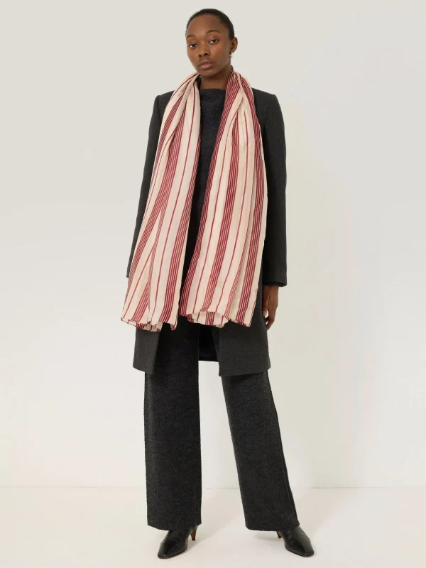 Jigsaw Cassis Stripe Silk Scarf