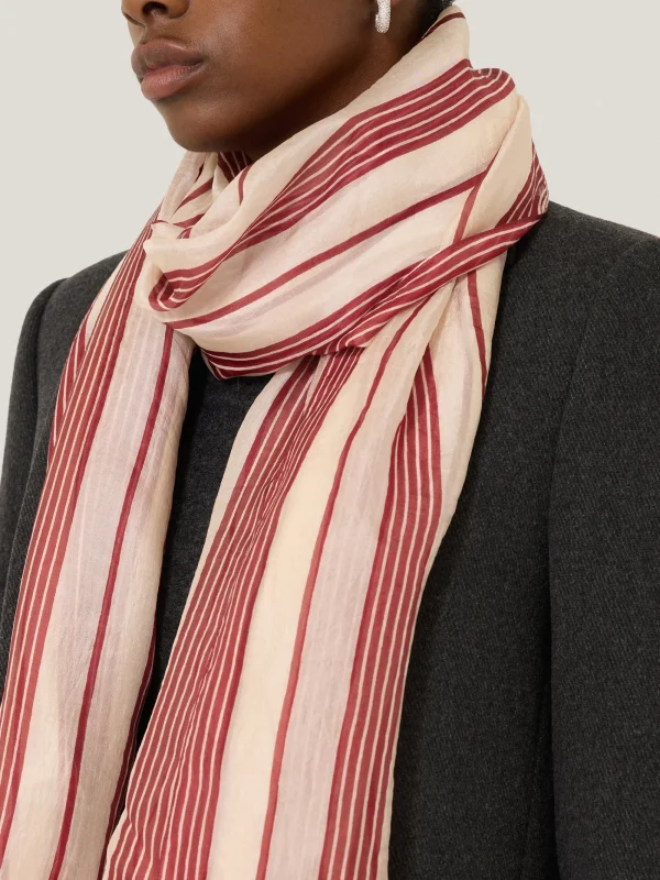 Jigsaw Cassis Stripe Silk Scarf