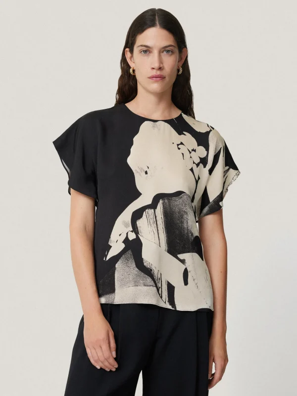 Jigsaw Collage Print Drape Top