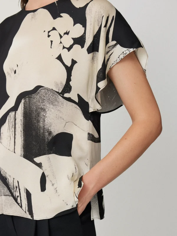 Jigsaw Collage Print Drape Top