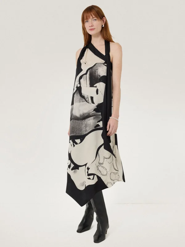 Jigsaw Collage Print Scarf Dress