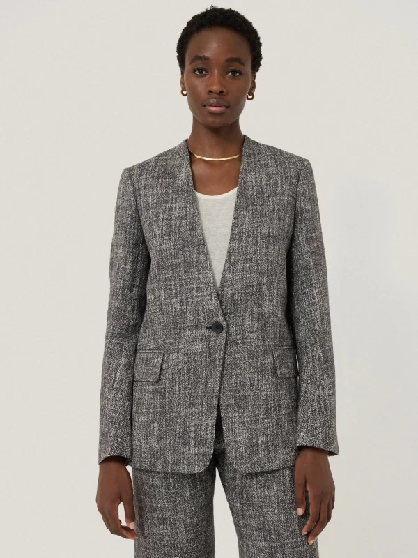 Jigsaw Collarless Boucle Jacket