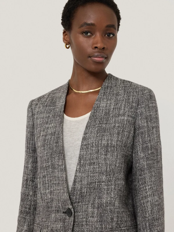 Jigsaw Collarless Boucle Jacket