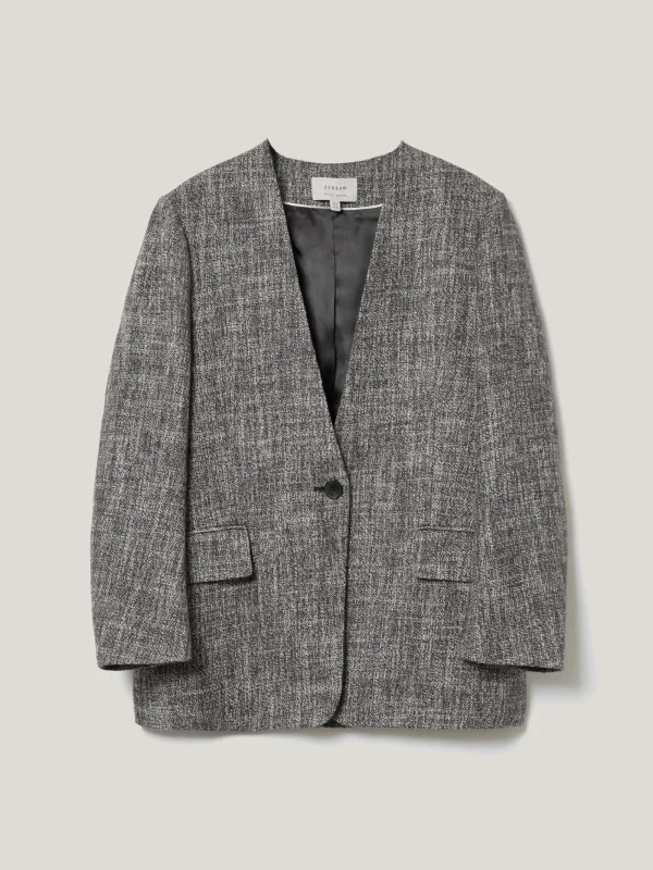 Jigsaw Collarless Boucle Jacket