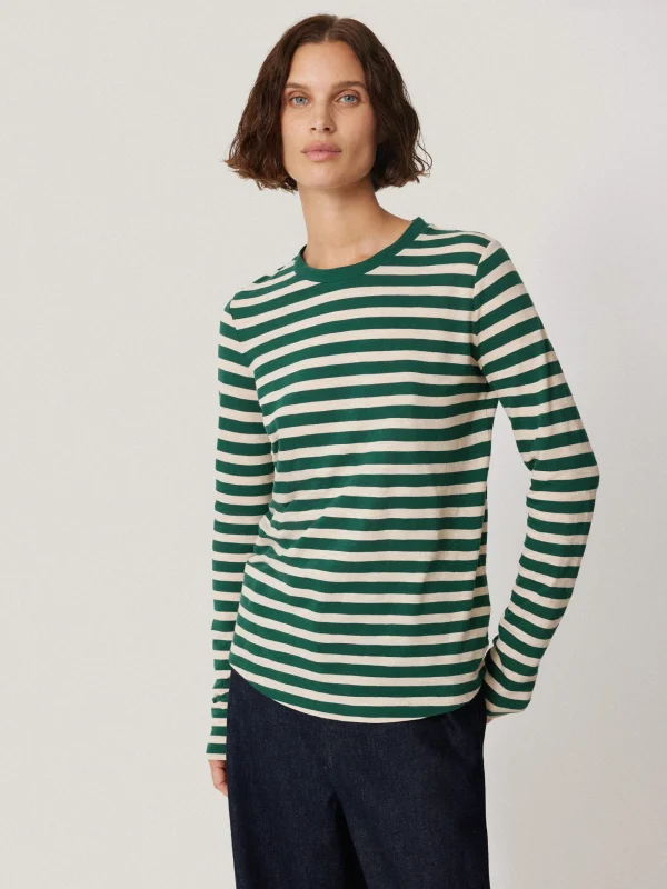 Jigsaw Cotton Slub Stripe Long Sleeve Tee