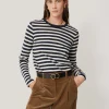 Jigsaw Cotton Slub Stripe Long Sleeve Tee