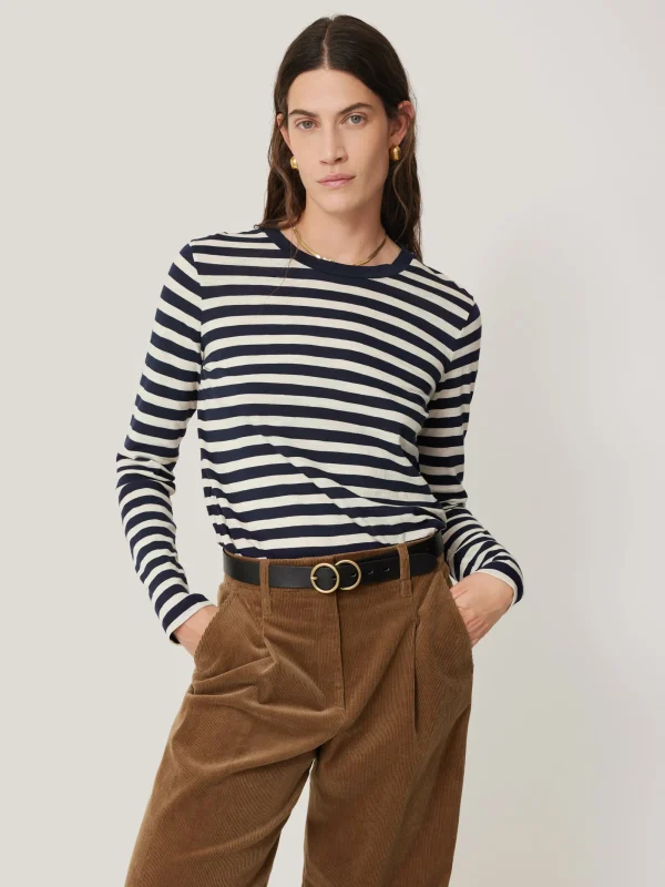 Jigsaw Cotton Slub Stripe Long Sleeve Tee