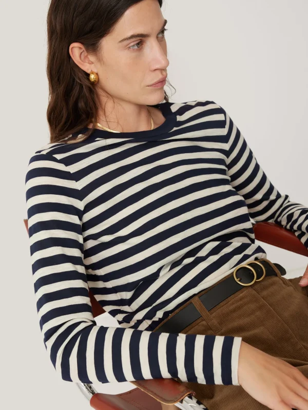 Jigsaw Cotton Slub Stripe Long Sleeve Tee