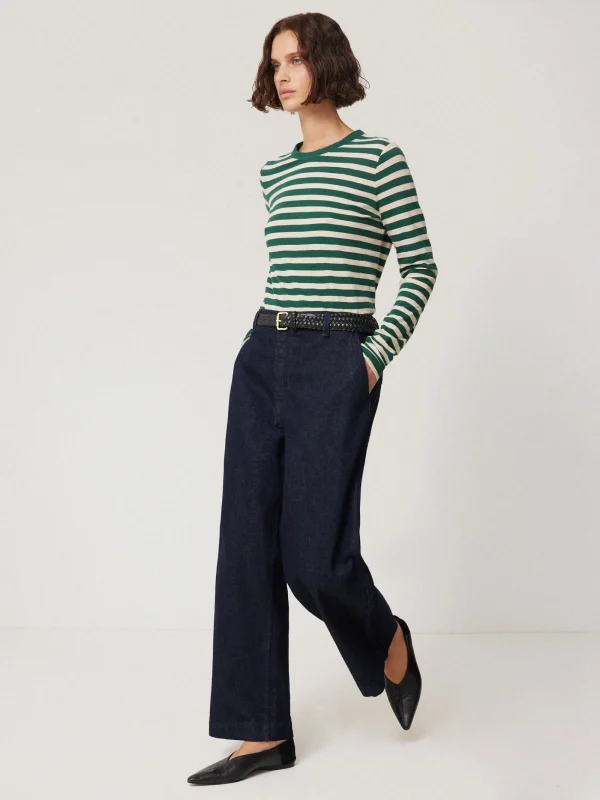 Jigsaw Cotton Slub Stripe Long Sleeve Tee