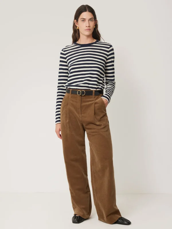 Jigsaw Cotton Slub Stripe Long Sleeve Tee