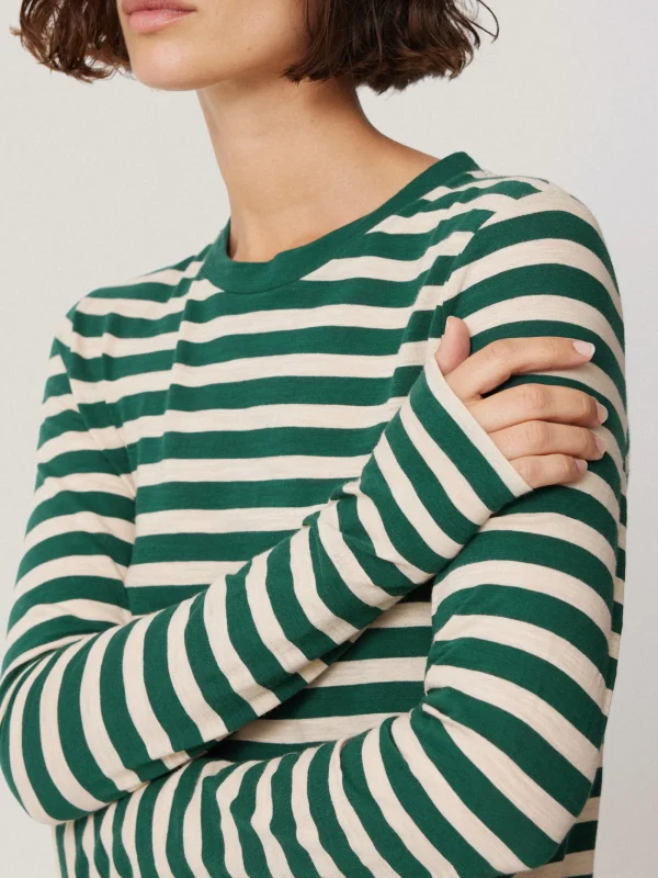 Jigsaw Cotton Slub Stripe Long Sleeve Tee