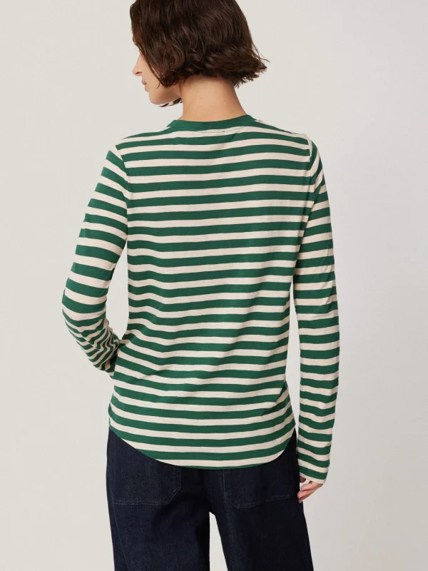 Jigsaw Cotton Slub Stripe Long Sleeve Tee