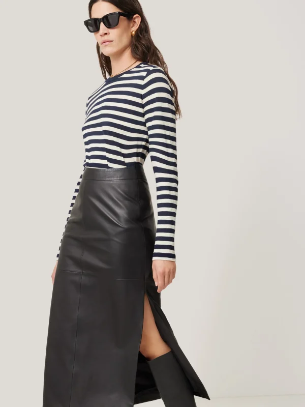 Jigsaw Cotton Slub Stripe Long Sleeve Tee