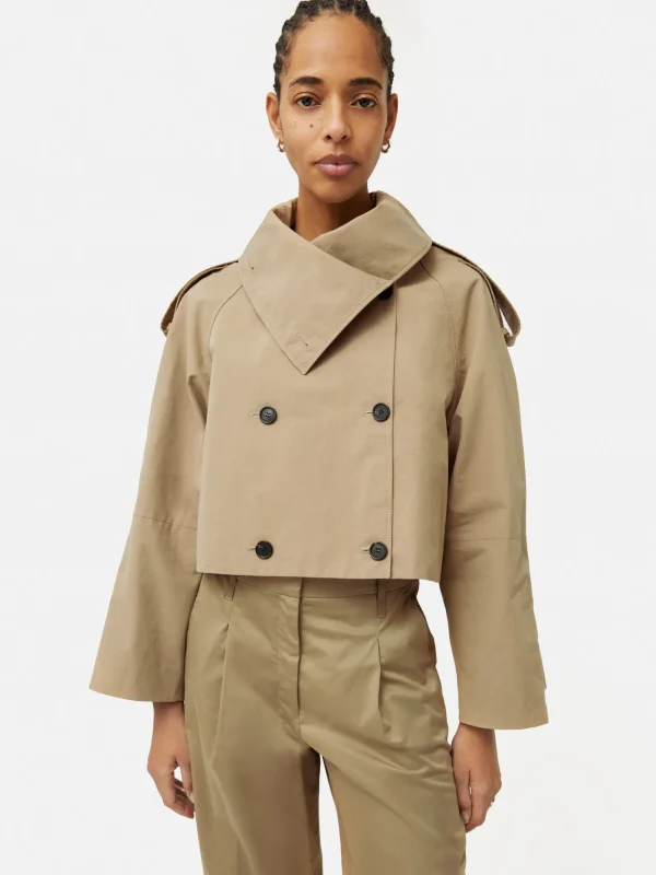 Jigsaw Cropped Cotton Trench Jacket