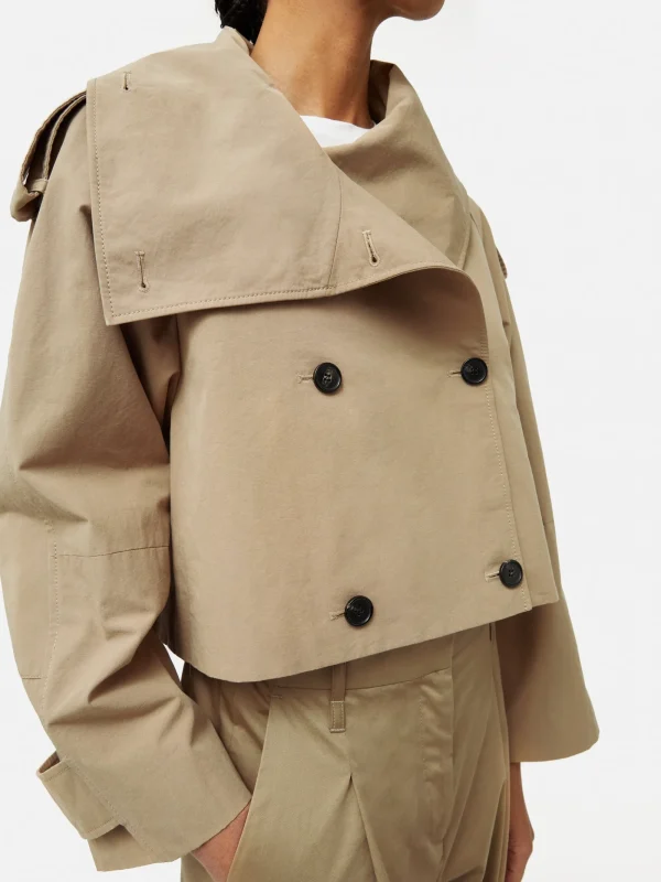 Jigsaw Cropped Cotton Trench Jacket