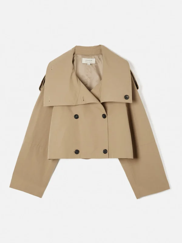 Jigsaw Cropped Cotton Trench Jacket