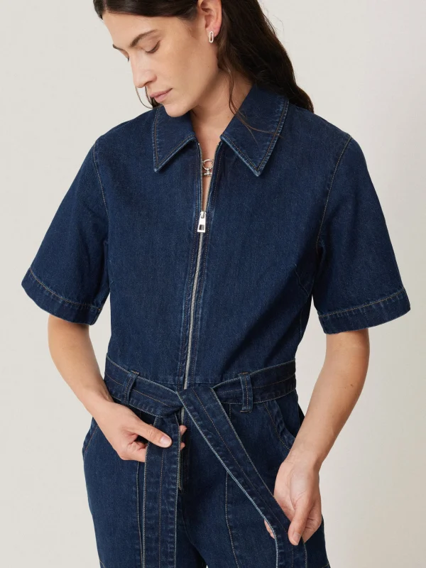 Jigsaw Denim Zip Front Jumpsuit