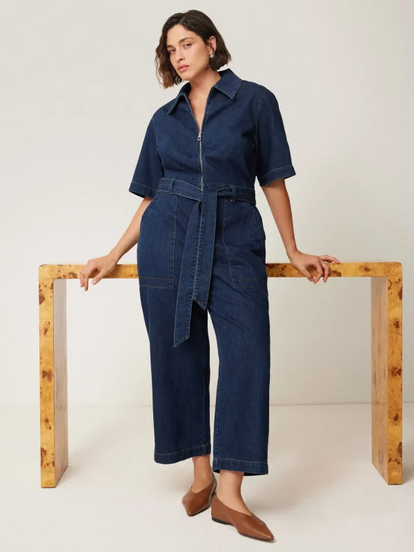 Jigsaw Denim Zip Front Jumpsuit