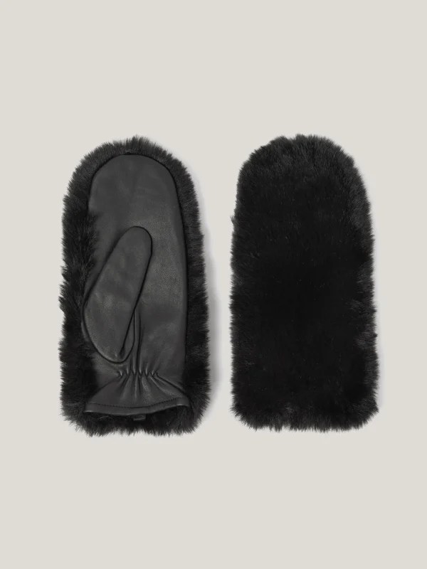 Jigsaw Faux Fur Leather Mitten