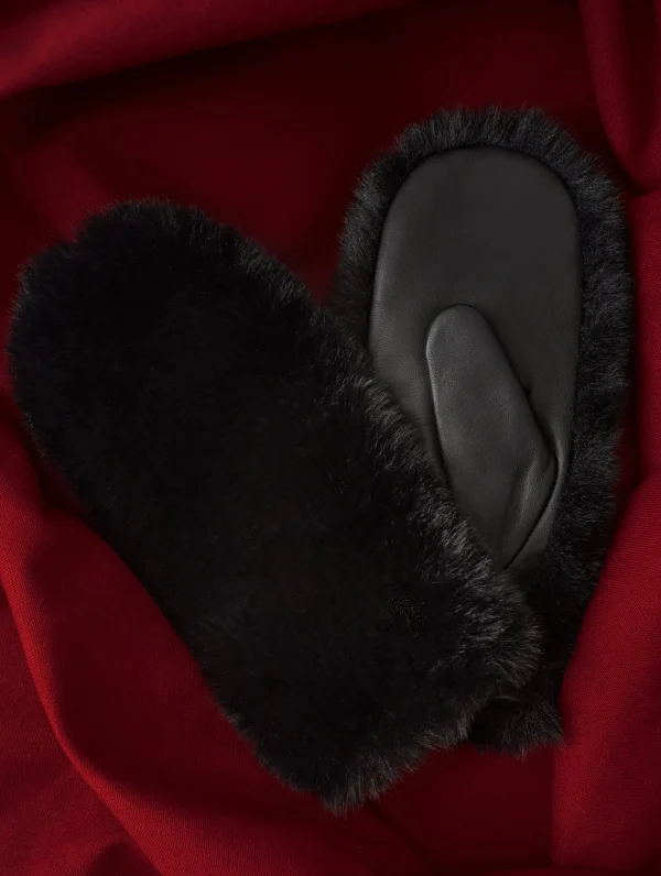 Jigsaw Faux Fur Leather Mitten