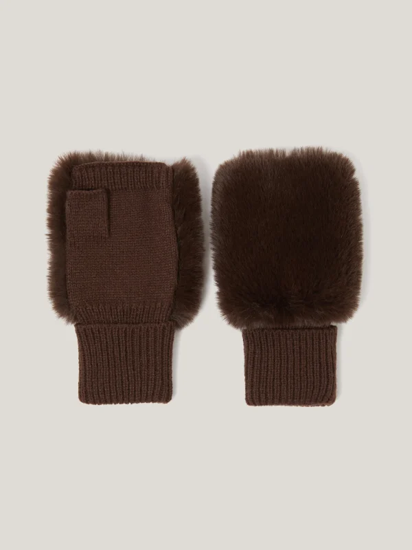 Jigsaw Faux Fur Mittens