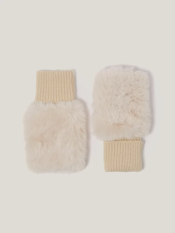 Jigsaw Faux Fur Mittens