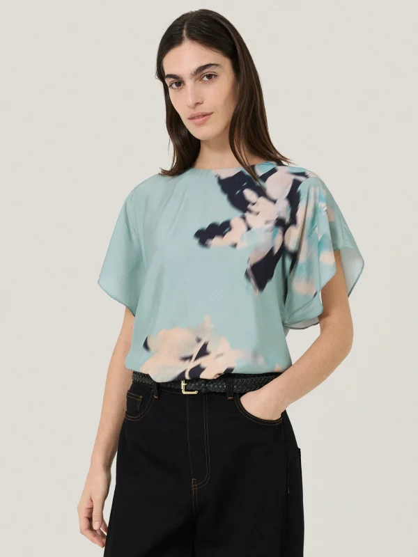 Jigsaw Floral Drift Silk Blend Top