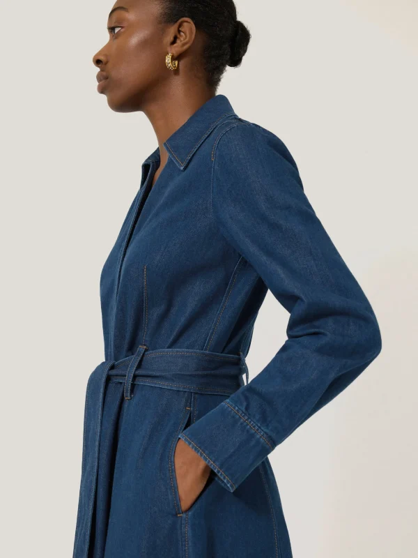 Jigsaw Fluid Denim Belted Shirt Dress