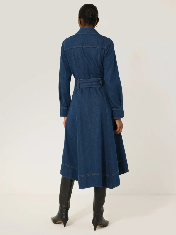 Jigsaw Fluid Denim Belted Shirt Dress