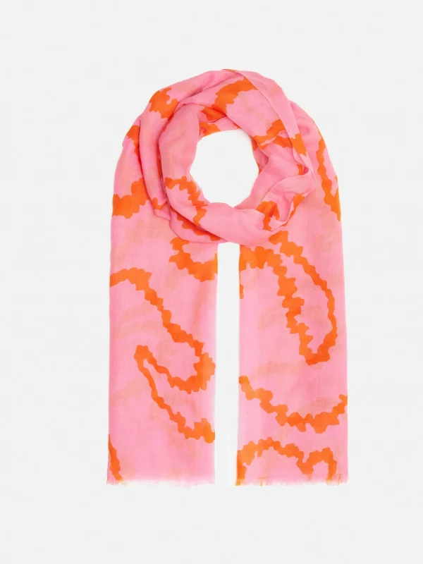 Jigsaw Hydra Coral Gauze Wool Silk Scarf