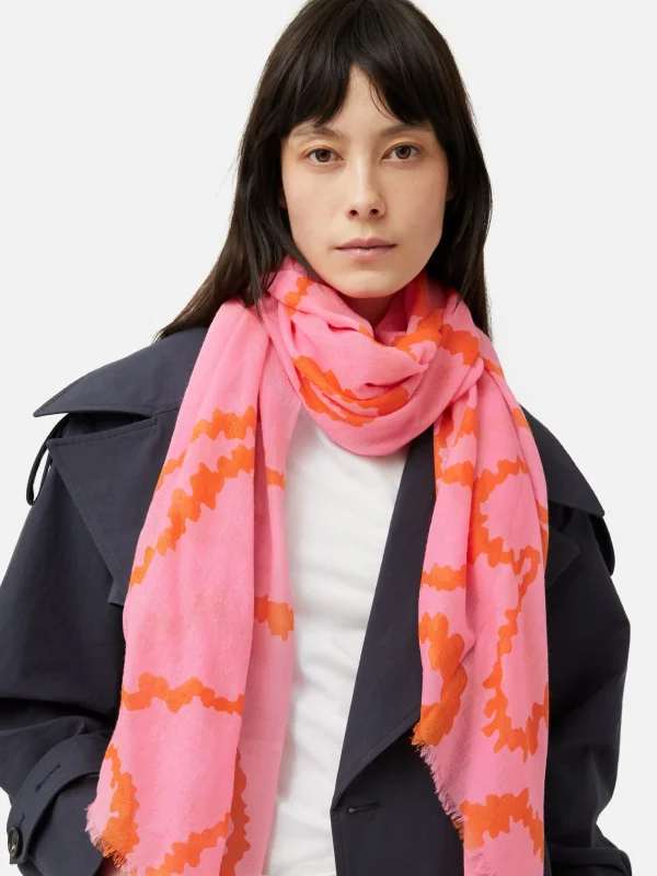 Jigsaw Hydra Coral Gauze Wool Silk Scarf