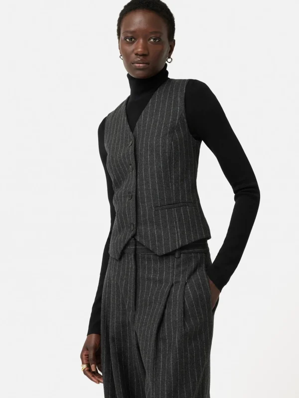 Jigsaw Italian Wool Tailored Pinstripe Waistcoat