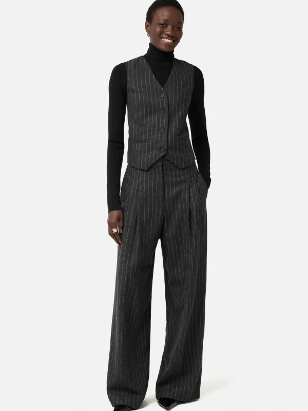 Jigsaw Italian Wool Tailored Pinstripe Waistcoat