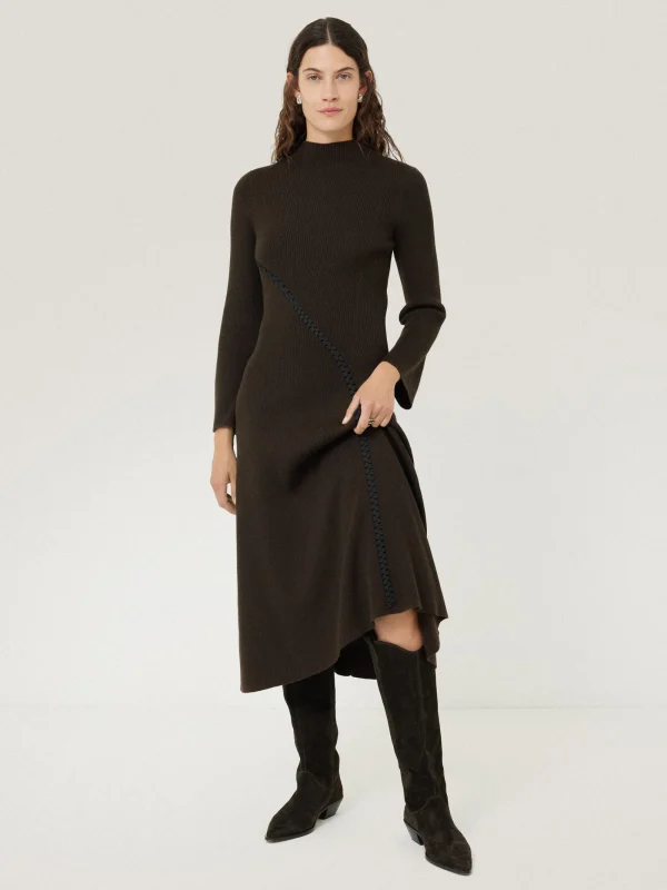 Jigsaw Lattice Trim Knitted Dress