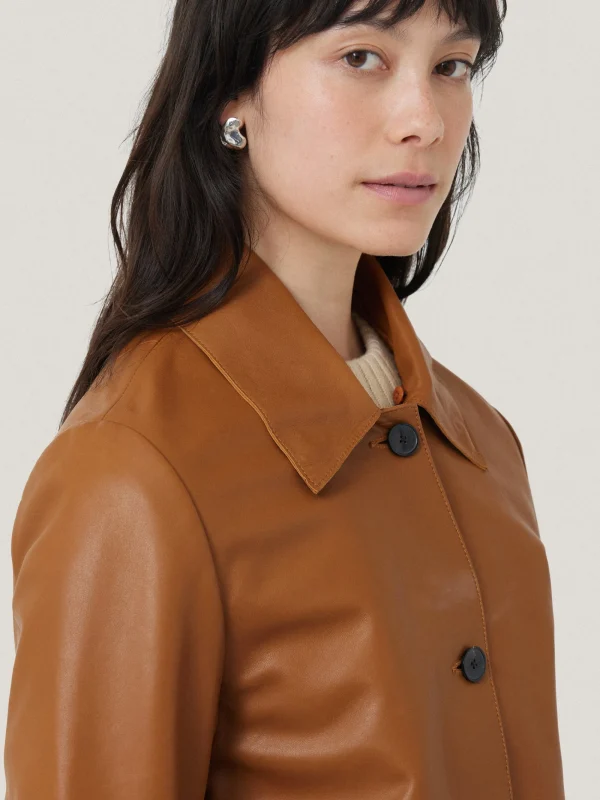 Jigsaw Leather Cropped Jacket