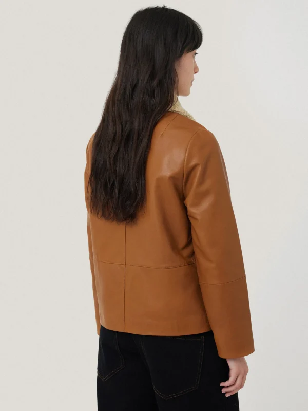 Jigsaw Leather Cropped Jacket