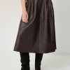 Jigsaw Leather Pleat Midi Skirt