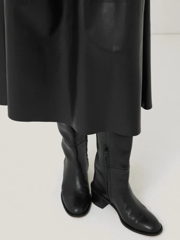 Jigsaw Leather Pleat Midi Skirt