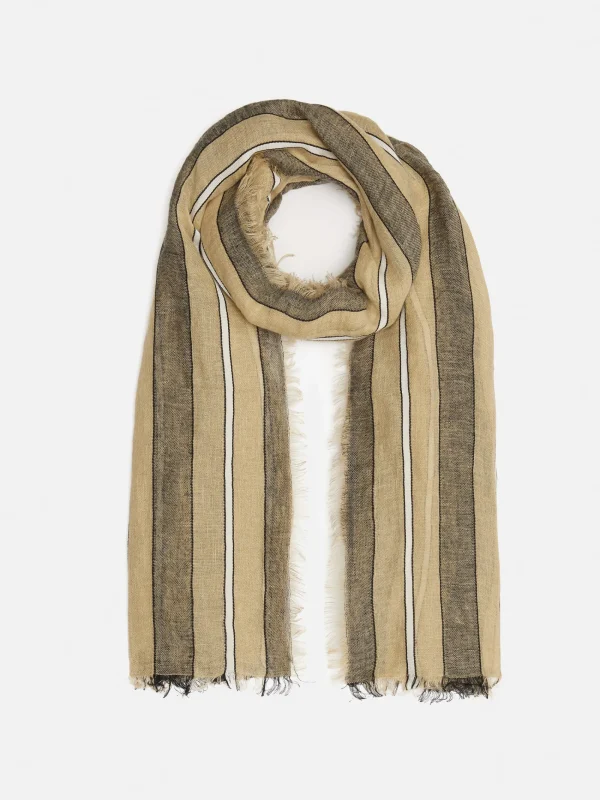 Jigsaw Linen Mix Stripe Woven Scarf