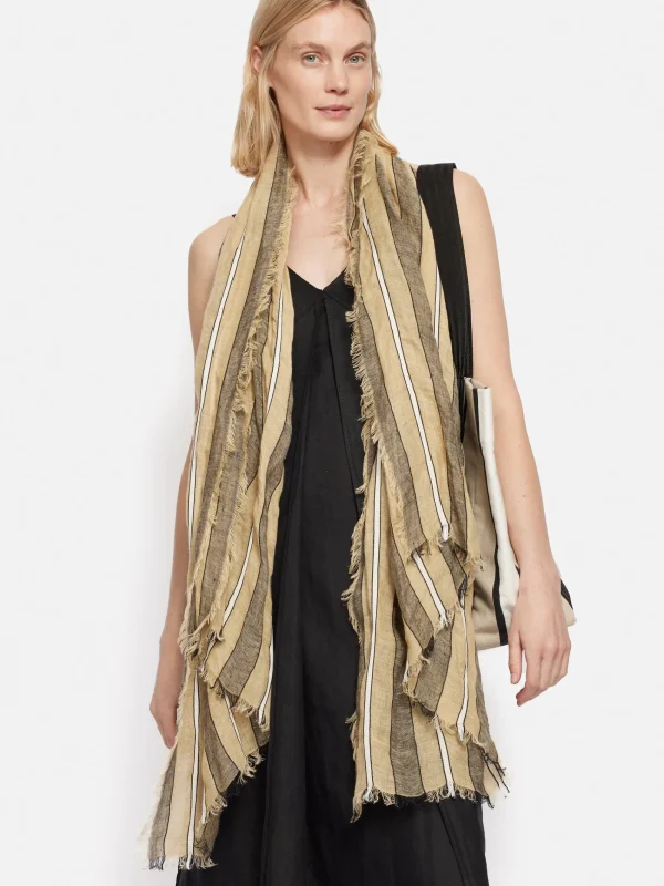 Jigsaw Linen Mix Stripe Woven Scarf