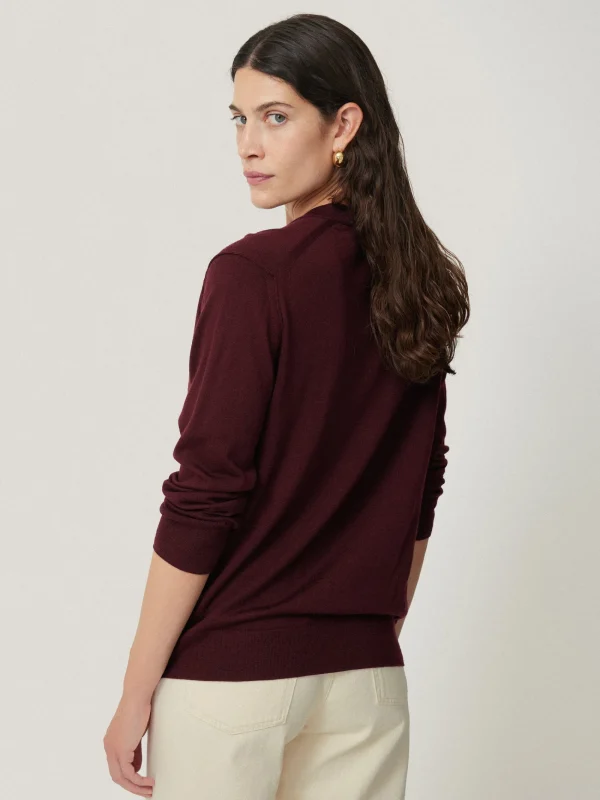 Jigsaw Merino Ruffle V Neck Jumper