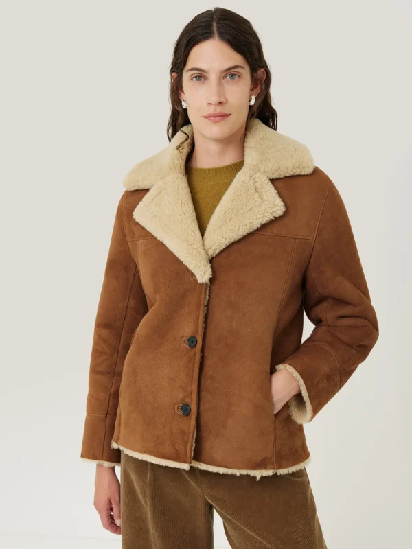 Jigsaw Merino Shearling Leather Coat