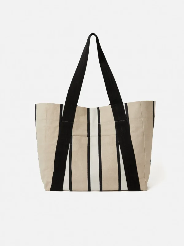 Jigsaw Oversize Striped Canvas Tote