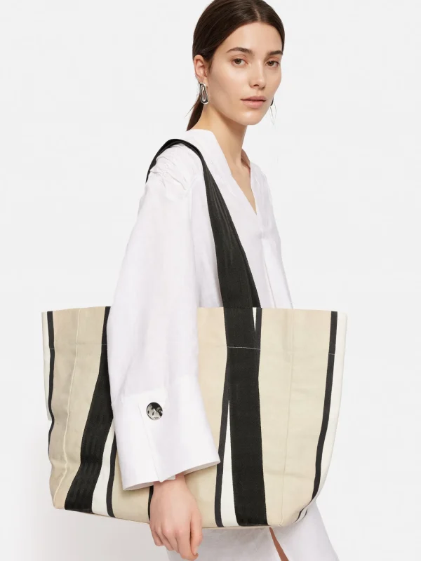 Jigsaw Oversize Striped Canvas Tote