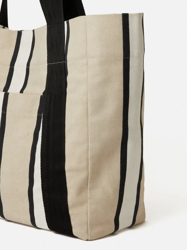 Jigsaw Oversize Striped Canvas Tote