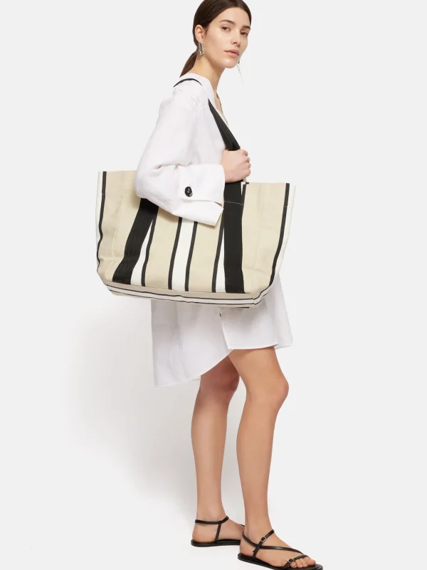 Jigsaw Oversize Striped Canvas Tote