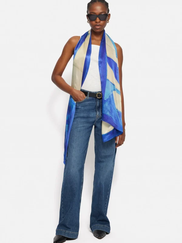 Jigsaw Pastel Abstract Oversized Silk Scarf