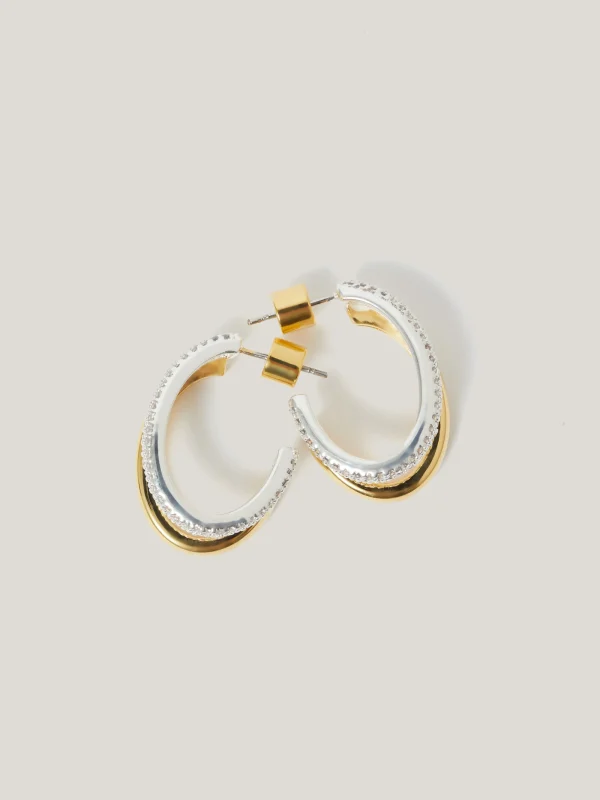 Jigsaw Pave Double Hoop Earring