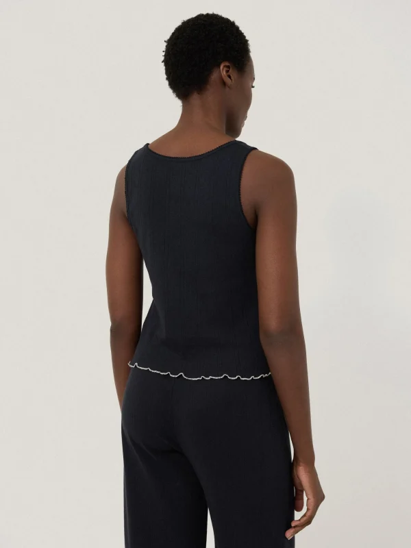 Jigsaw Pointelle Pyjama Vest Top