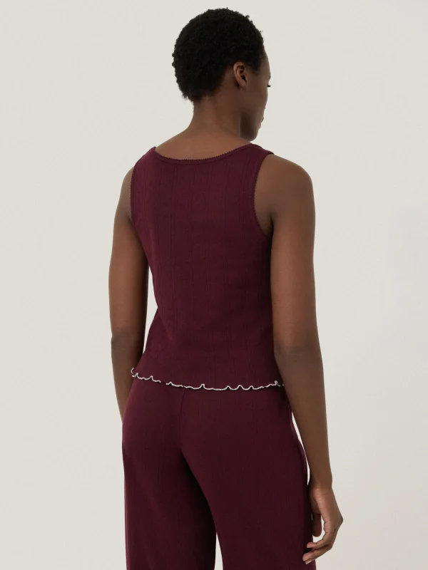 Jigsaw Pointelle Pyjama Vest Top